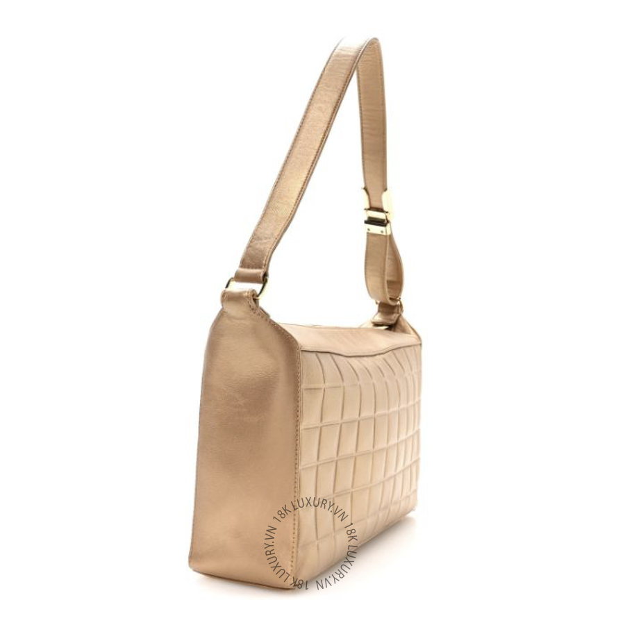 Túi Xách Chanel Metallic Lambskin Quilted Medium Chocolate Bar Shoulder Bag Bronze CDBC462