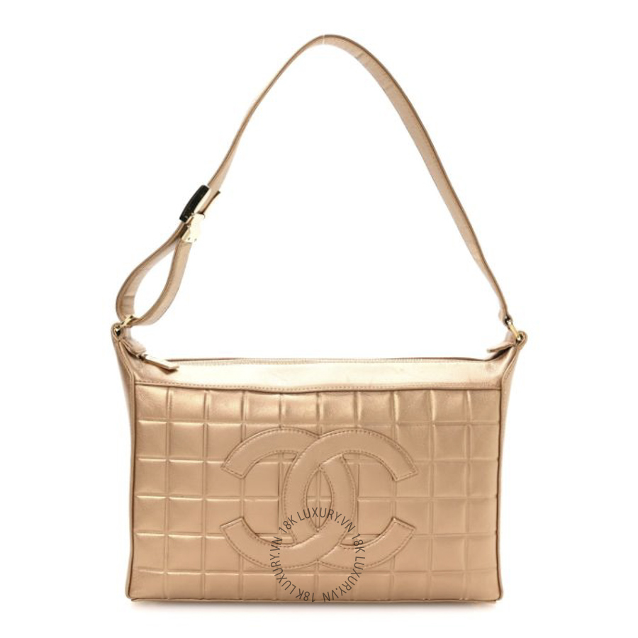 Túi Xách Chanel Metallic Lambskin Quilted Medium Chocolate Bar Shoulder Bag Bronze CDBC462