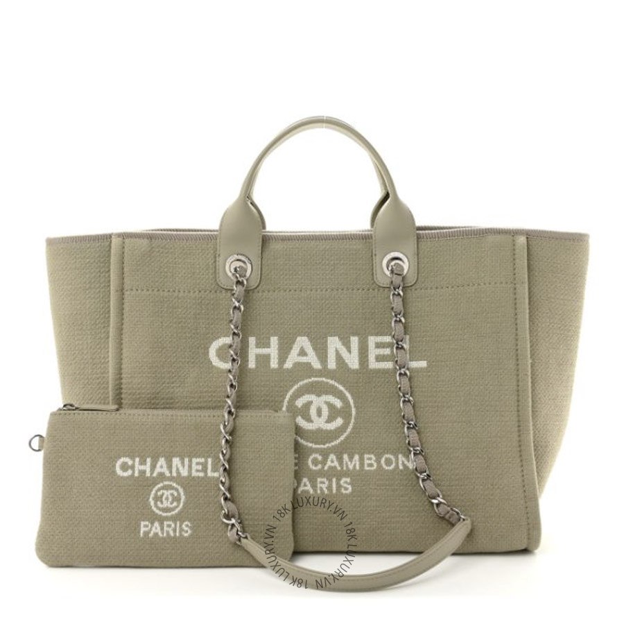 Túi Xách Chanel Mixed Fibers Medium Deauville Tote Grey CDBC800