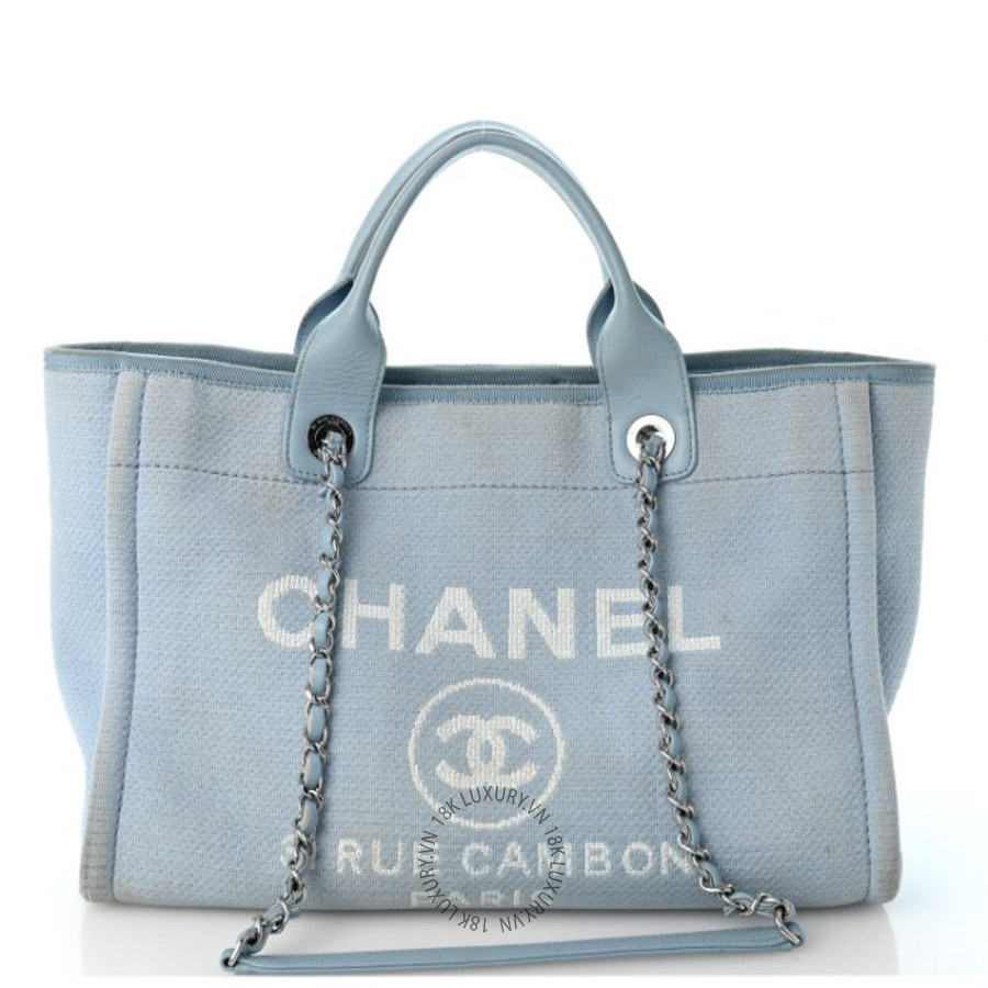 Túi Xách Chanel Mixed Fibers Small Deauville Tote Light Blue CDBC590