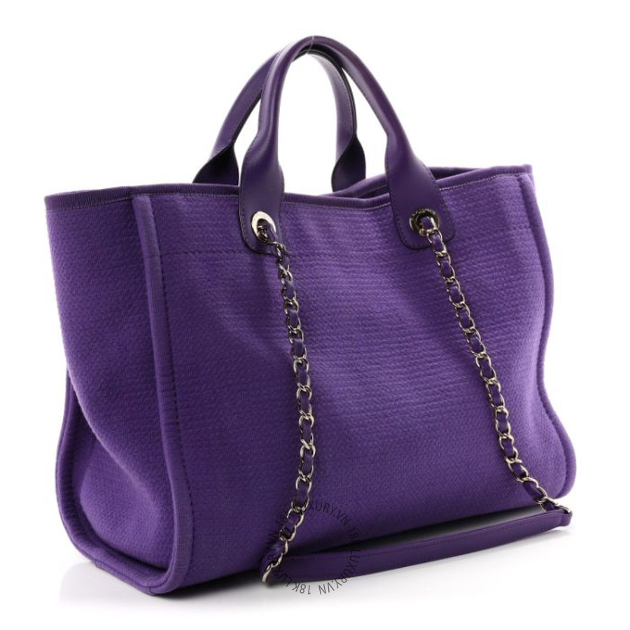 Túi Xách Chanel Mixed Fibers Small Deauville Tote Purple CDBC854