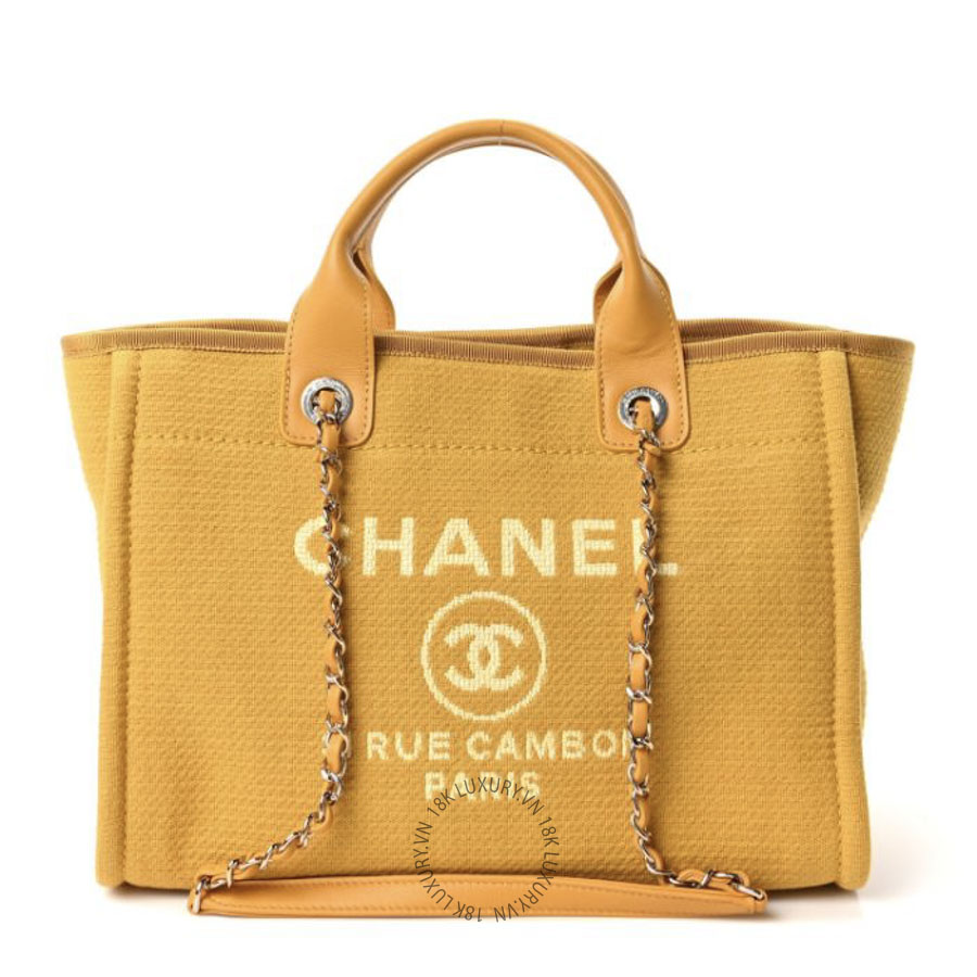 Túi Xách Chanel Mixed Fibers Small Deauville Tote Yellow CDBC670