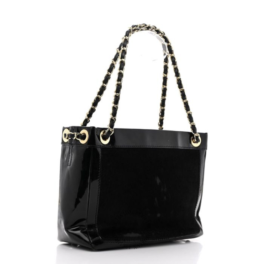 Túi Xách Chanel Patent Pony Hair Small Pocket Tote Black CDBC926
