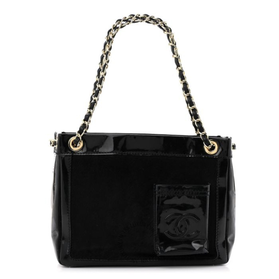 Túi Xách Chanel Patent Pony Hair Small Pocket Tote Black CDBC926