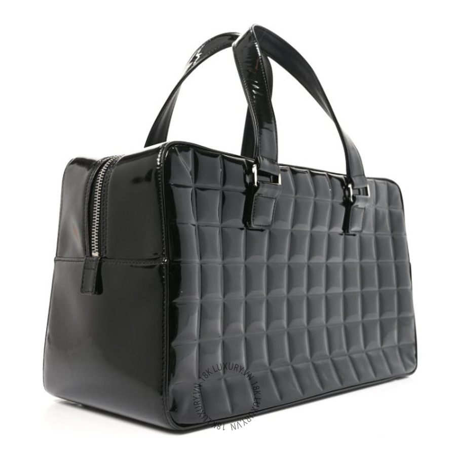 Túi Xách Chanel Patent Quilted Chocolate Bar Bowler Black CDBC965