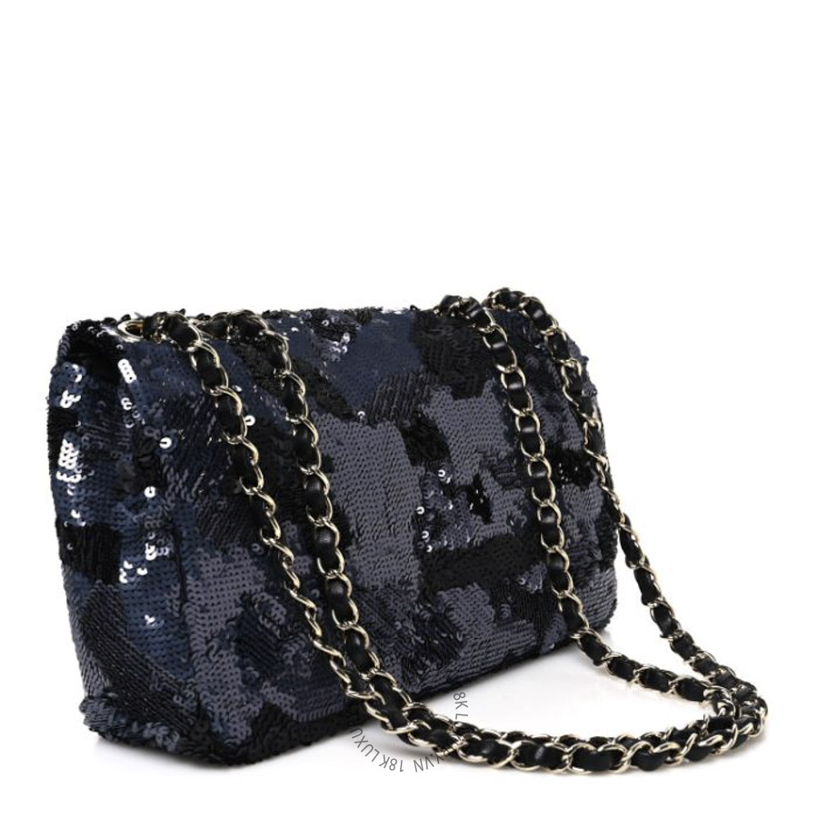 Túi Xách Chanel Sequin Quilted Medium Single Flap Black CDBC380