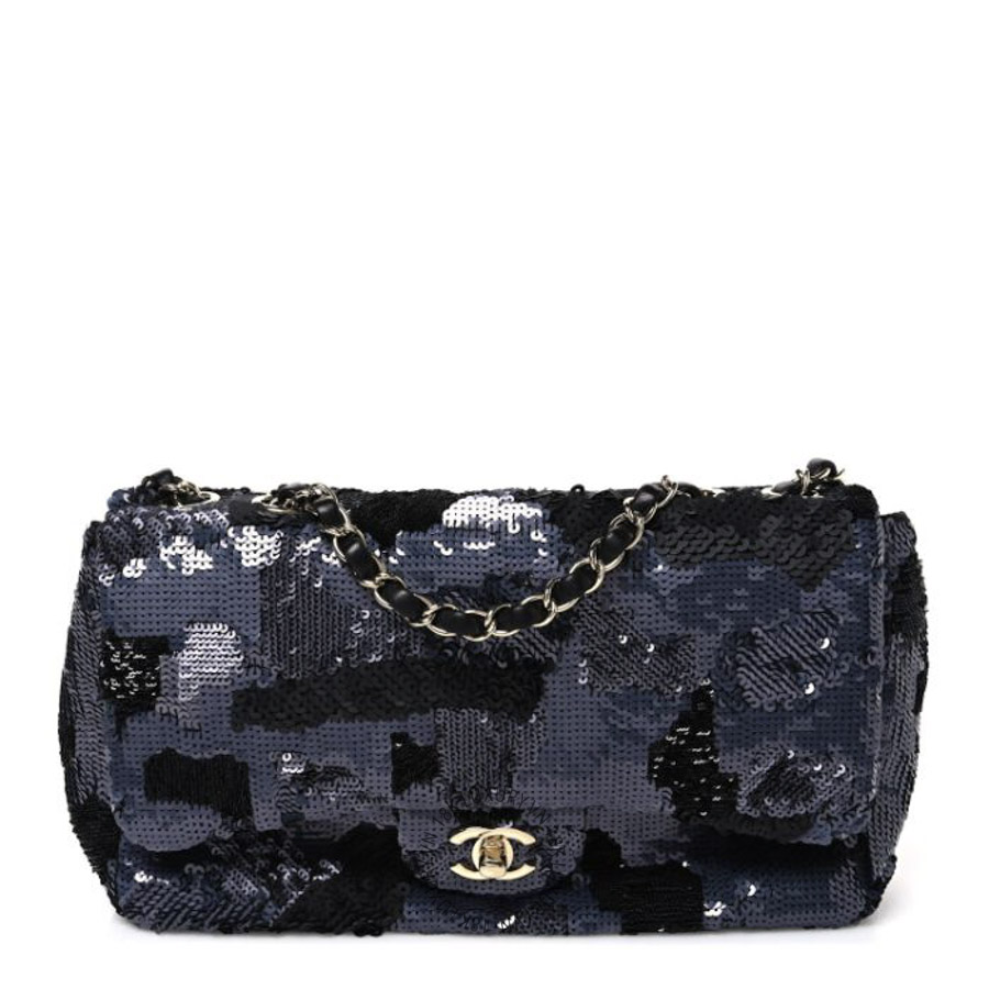 Túi Xách Chanel Sequin Quilted Medium Single Flap Black CDBC380