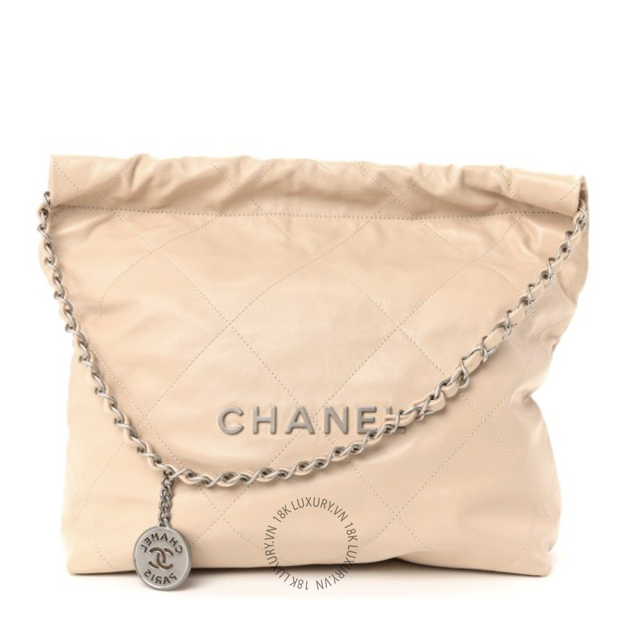 Túi Xách Chanel Shiny Calfskin Quilted Small Chanel 22 Ecru CDBC364