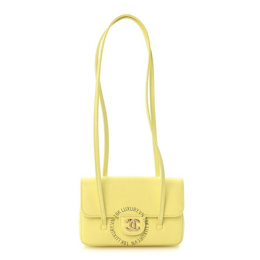 Túi Xách Chanel Shiny Caviar Mini Preppy Coco Shoulder Bag Light Yellow CDBC367
