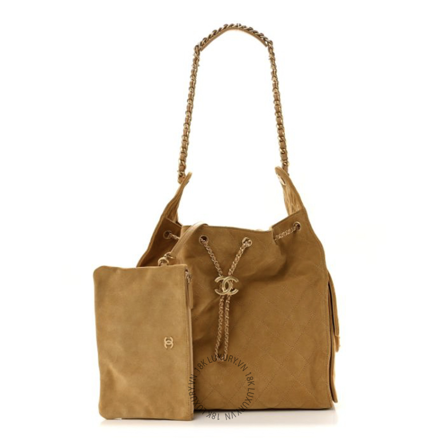 Túi Xách Chanel Suede Quilted Medium Chanel 25 Handbag Beige CDBC684