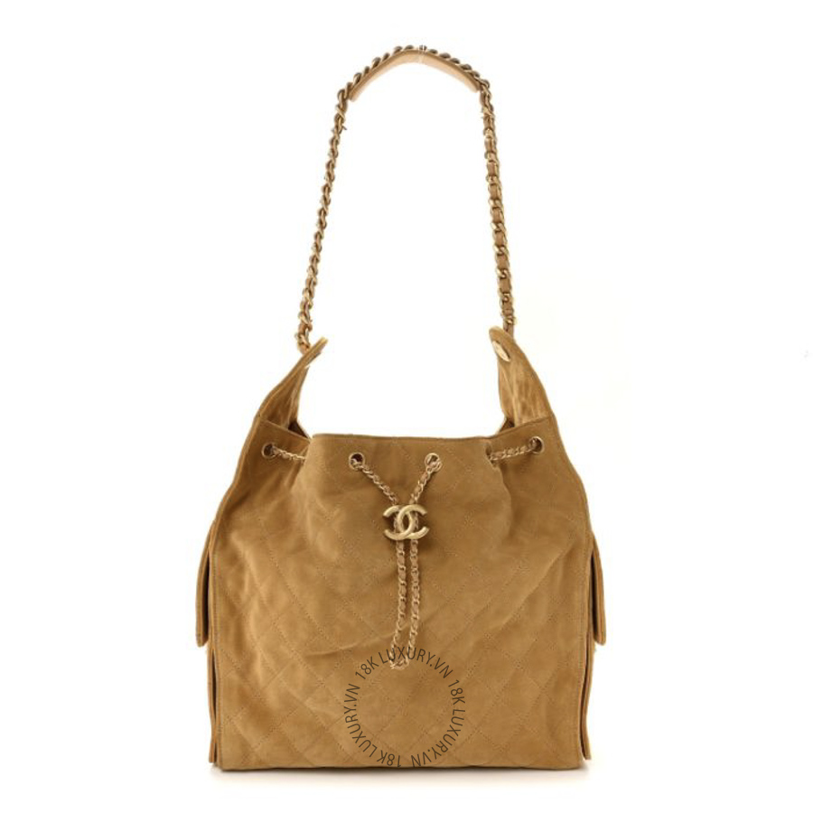 Túi Xách Chanel Suede Quilted Medium Chanel 25 Handbag Beige CDBC684