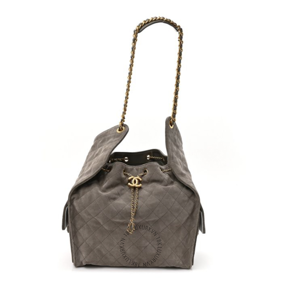Túi Xách Chanel Suede Quilted Medium Chanel 25 Handbag Dark Grey CDBC205
