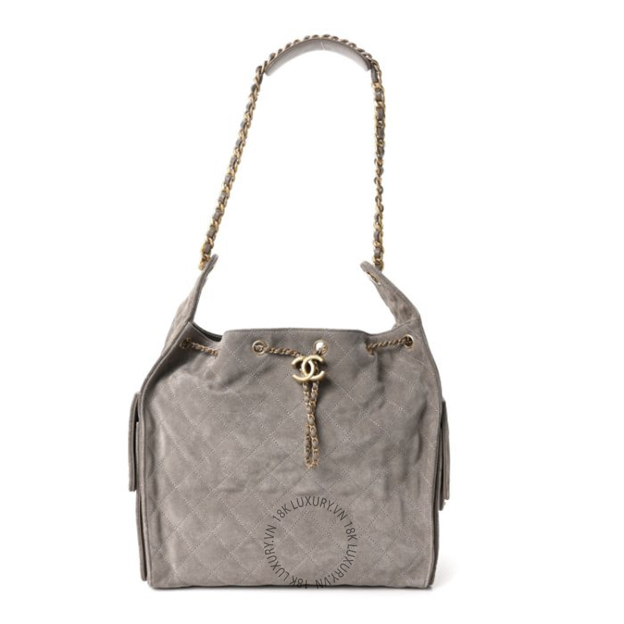 Túi Xách Chanel Suede Quilted Medium Chanel 25 Handbag Grey CDBC442