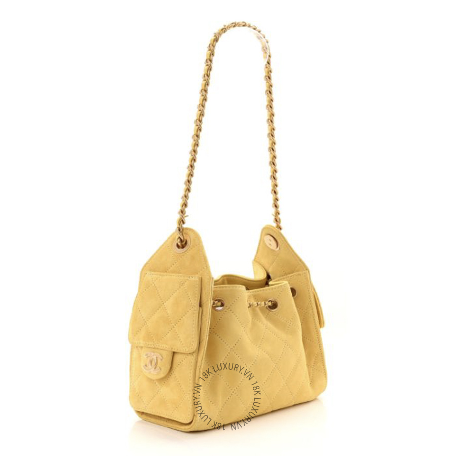 Túi Xách Chanel Suede Quilted Mini Chanel 25 Handbag Yellow CDBC213