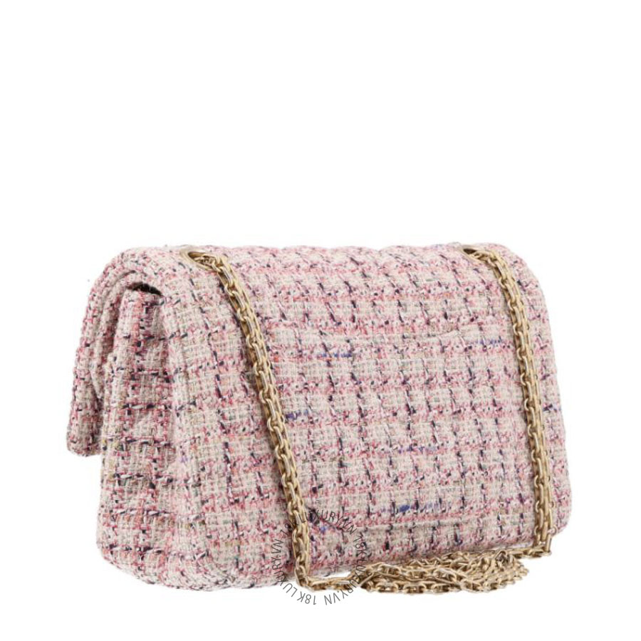 Túi Xách Chanel Tweed Quilted 2.55 Reissue 225 Flap Ecru Pink Multicolor CDBC287