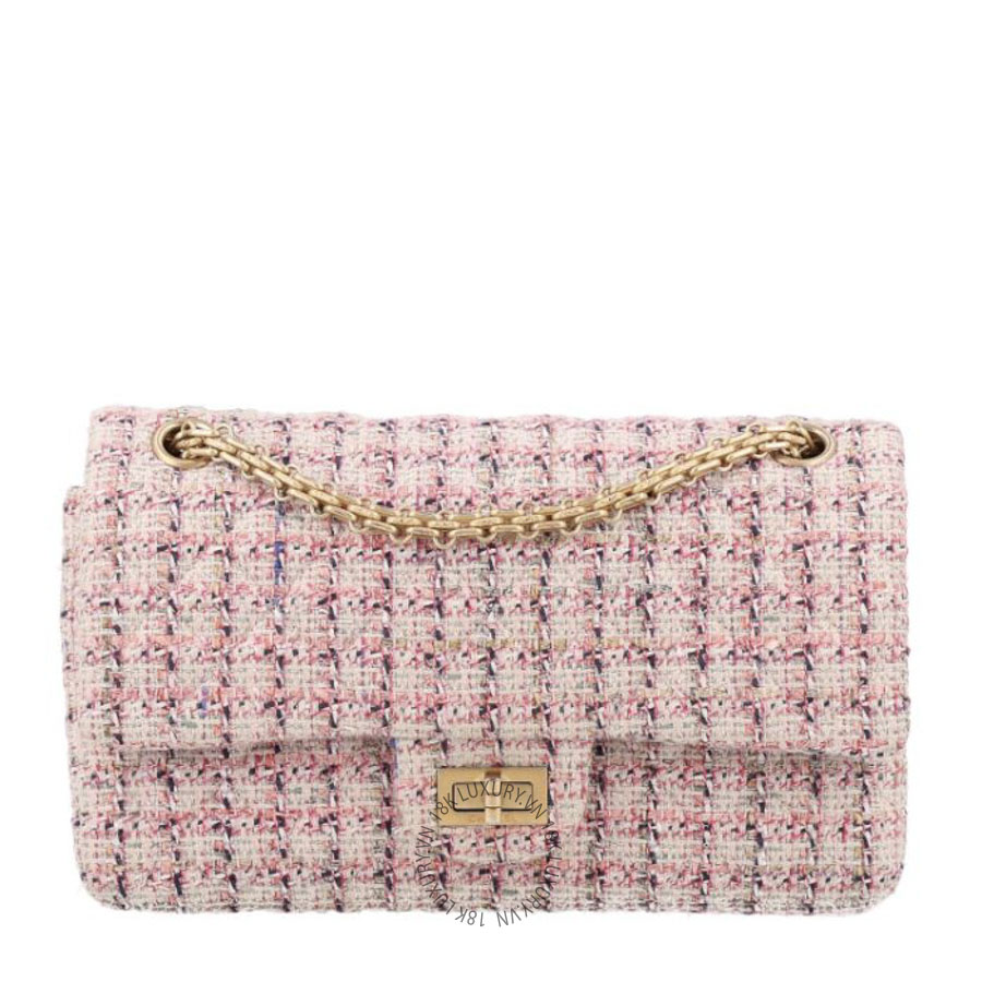 Túi Xách Chanel Tweed Quilted 2.55 Reissue 225 Flap Ecru Pink Multicolor CDBC287