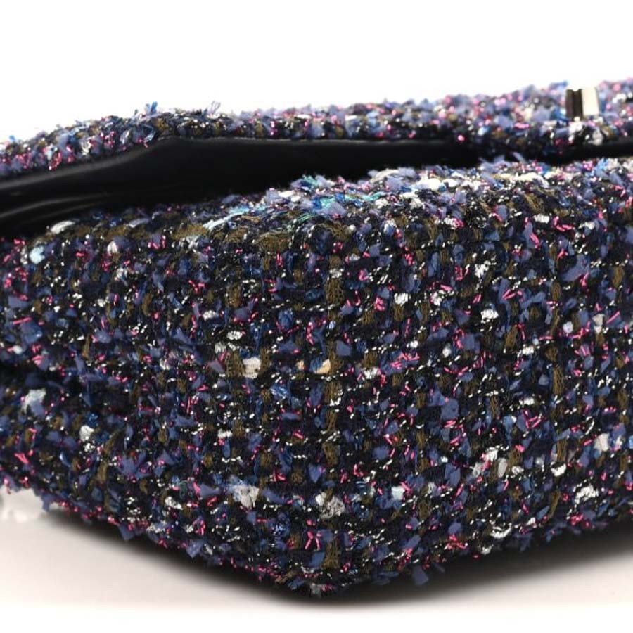 Túi Xách Chanel Tweed Quilted Medium Double Flap Blue Purple Khaki Pink CDBC351 19 Túi Xách Chanel Tweed Quilted Medium Double Flap Blue Purple Khaki Pink CDBC351