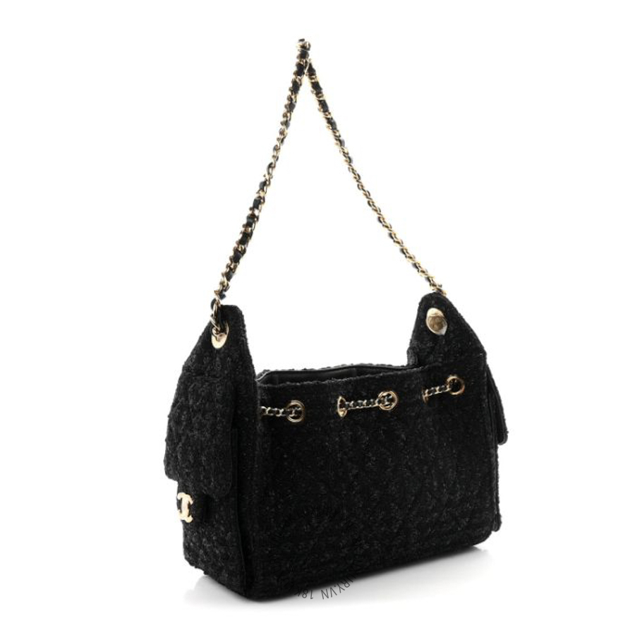 Túi Xách Chanel Tweed Quilted Mini Chanel 25 Handbag Black CDBC112