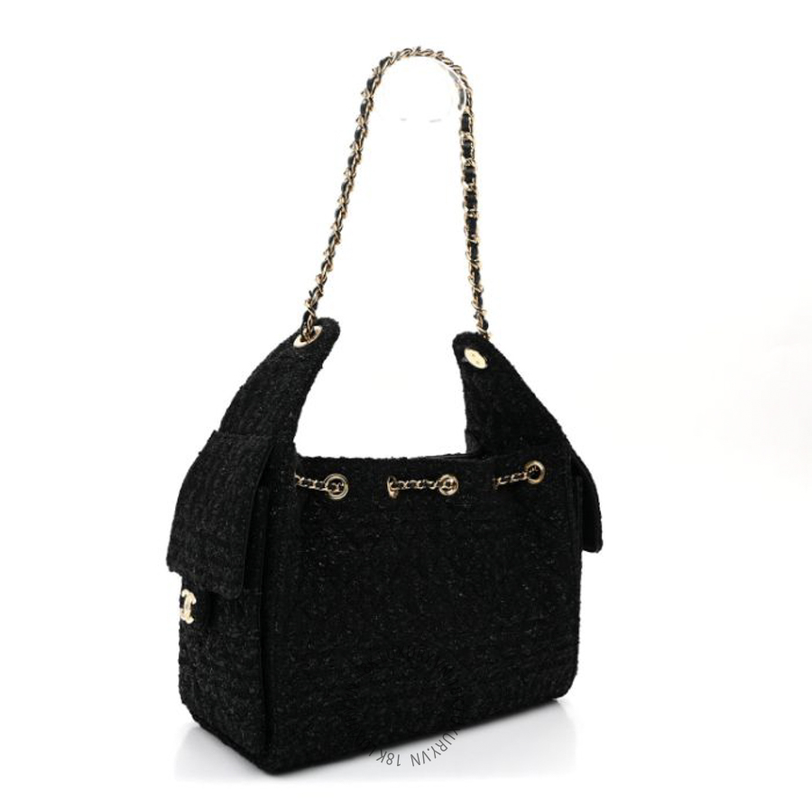 Túi Xách Chanel Tweed Quilted Small Chanel 25 Handbag Black CDBC972