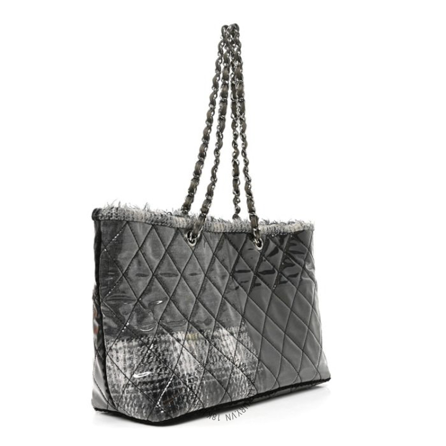 Túi Xách Chanel Vinyl Funny Tweed Patchwork Tote Grey CDBC210