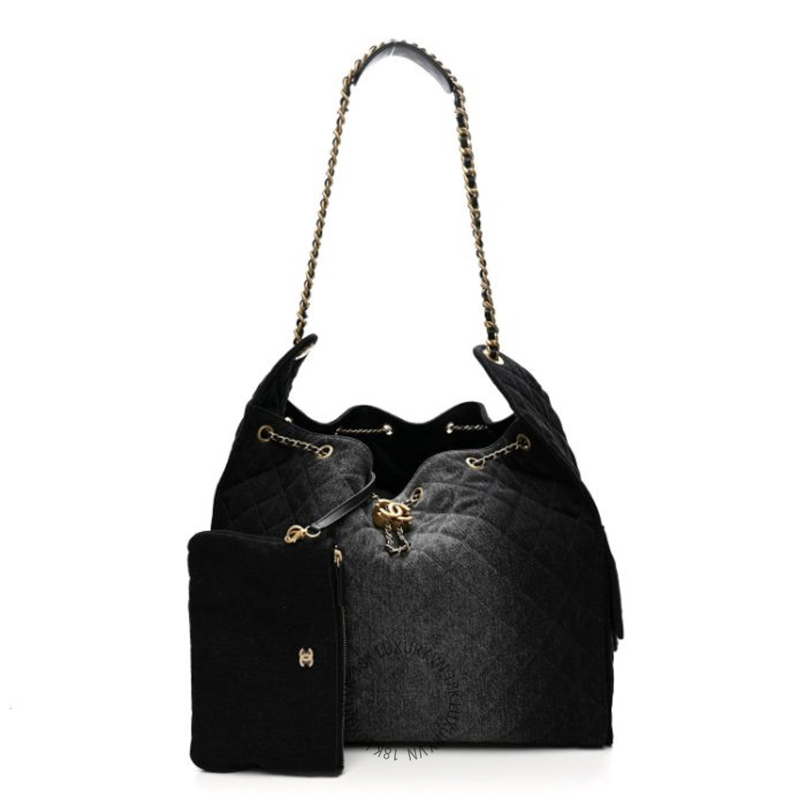 Túi Xách Chanel Washed Denim Quilted Large Chanel 25 Handbag Black CDBC292