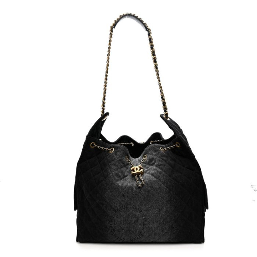 Túi Xách Chanel Washed Denim Quilted Large Chanel 25 Handbag Black CDBC292