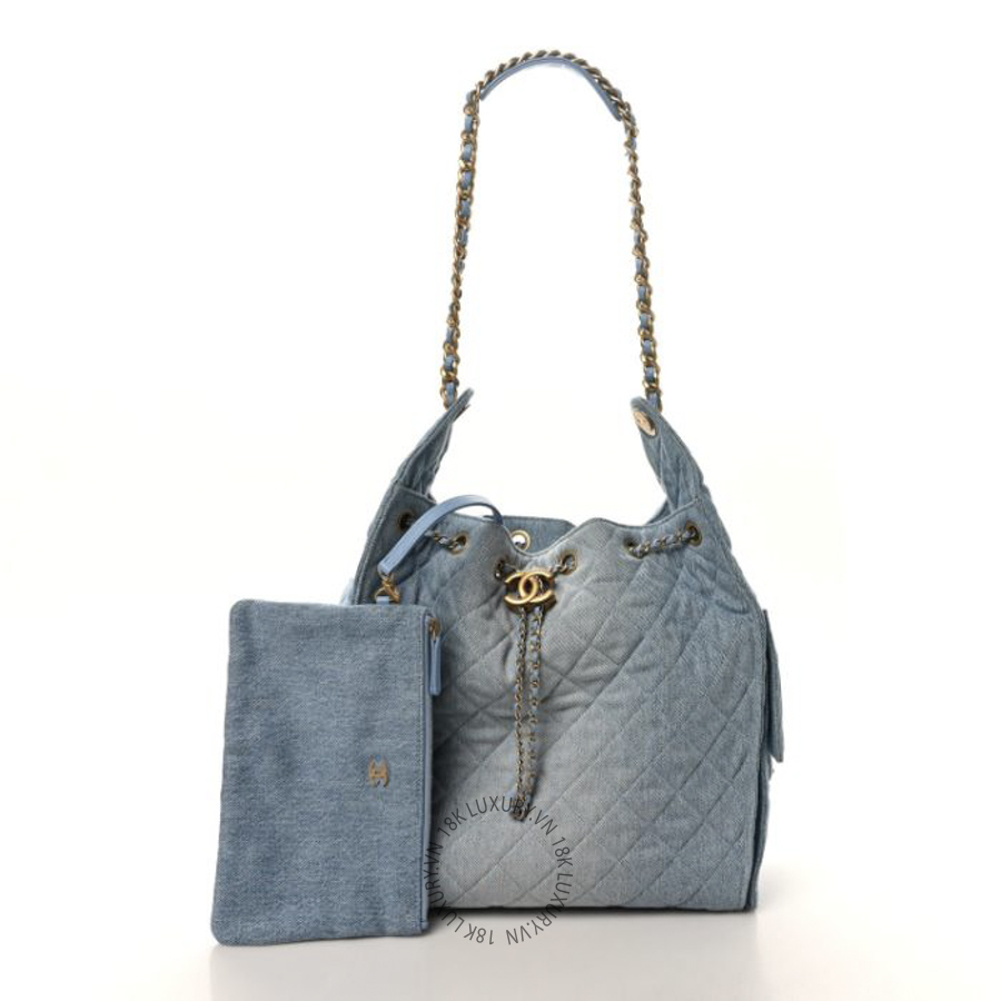 Túi Xách Chanel Washed Denim Quilted Medium Chanel 25 Handbag Blue CDBC201