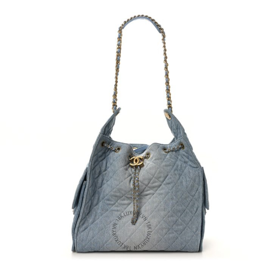 Túi Xách Chanel Washed Denim Quilted Medium Chanel 25 Handbag Blue CDBC201