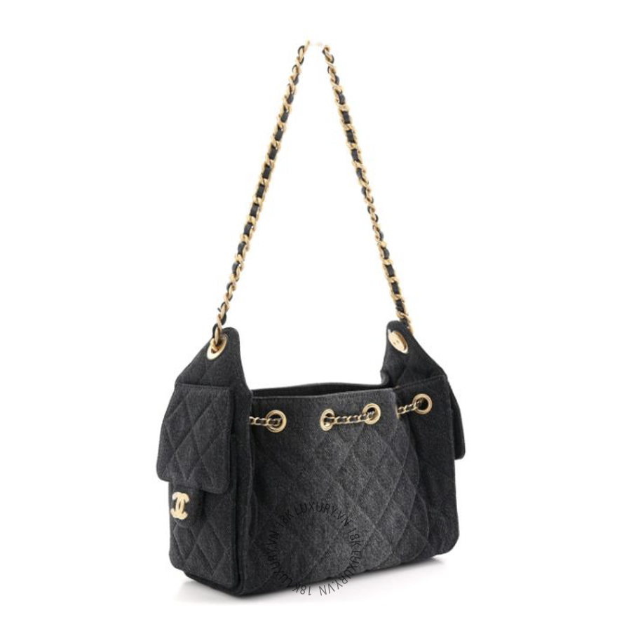 Túi Xách Chanel Washed Denim Quilted Mini Chanel 25 Handbag Black CDBC177
