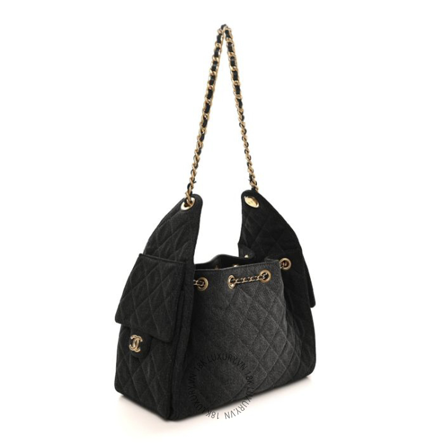 Túi Xách Chanel Washed Denim Quilted Small Chanel 25 Handbag Black CDBC580