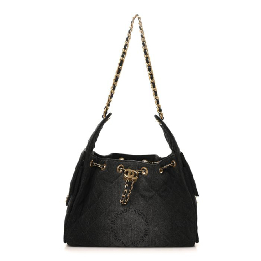 Túi Xách Chanel Washed Denim Quilted Small Chanel 25 Handbag Black CDBC580
