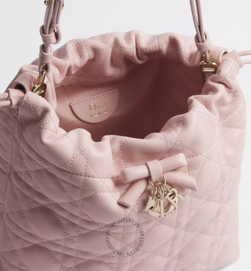 Túi Xách Đeo Chéo Adiorable Mini Bucket Bag Soupir Pink Cannage Lambskin S2611OUQA_M19N RMTM032