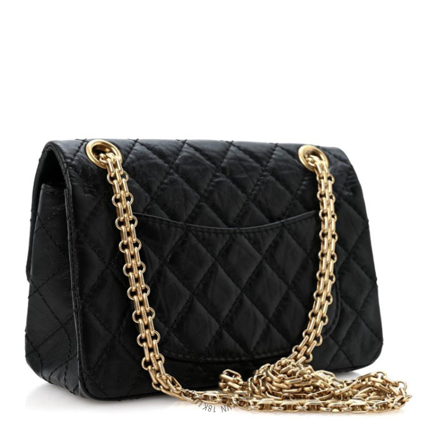 Túi Xách Đeo Chéo Chanel Aged Calfskin Quilted 2.55 Reissue Mini Flap Black CDBC781