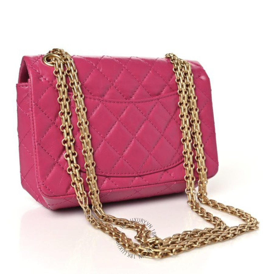 Túi Xách Đeo Chéo Chanel Aged Calfskin Quilted 2.55 Reissue Mini Flap Fuchsia CDBC787