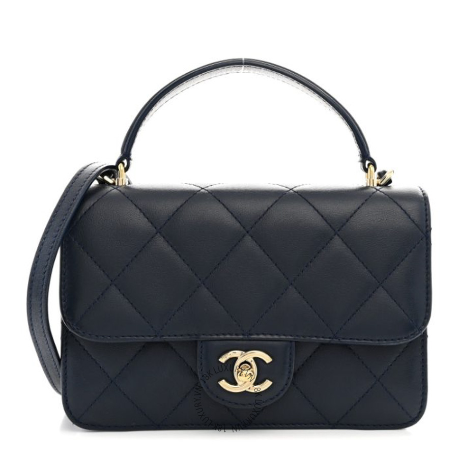Túi Xách Đeo Chéo Chanel Calfskin Quilted Small Coco Lady Flap Navy CDBC567