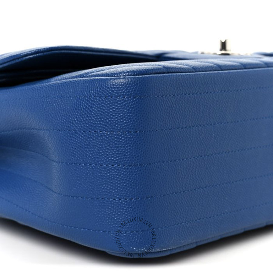 Túi Xách Đeo Chéo Chanel Caviar Chevron Quilted Jumbo Double Flap Blue CDBC111 19 Túi Xách Đeo Chéo Chanel Caviar Chevron Quilted Jumbo Double Flap Blue CDBC111