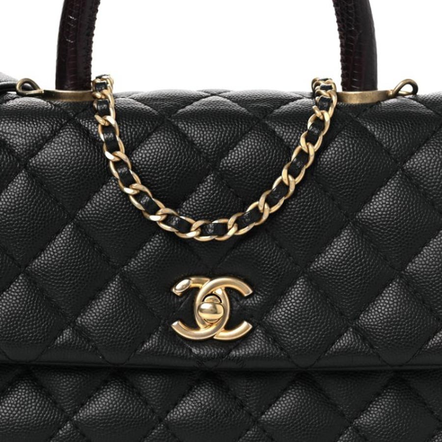 Túi Xách Đeo Chéo Chanel Caviar Lizard Embossed Quilted Mini Coco Handle Flap Black CDBC865 22 Túi Xách Đeo Chéo Chanel Caviar Lizard Embossed Quilted Mini Coco Handle Flap Black CDBC865