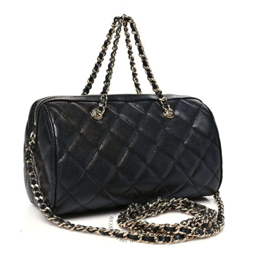 Túi Xách Đeo Chéo Chanel Caviar Quilted Barrel Clutch With Chain Black CDBC549
