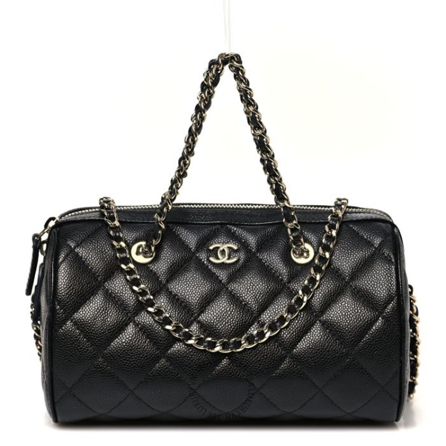 Túi Xách Đeo Chéo Chanel Caviar Quilted Barrel Clutch With Chain Black CDBC549