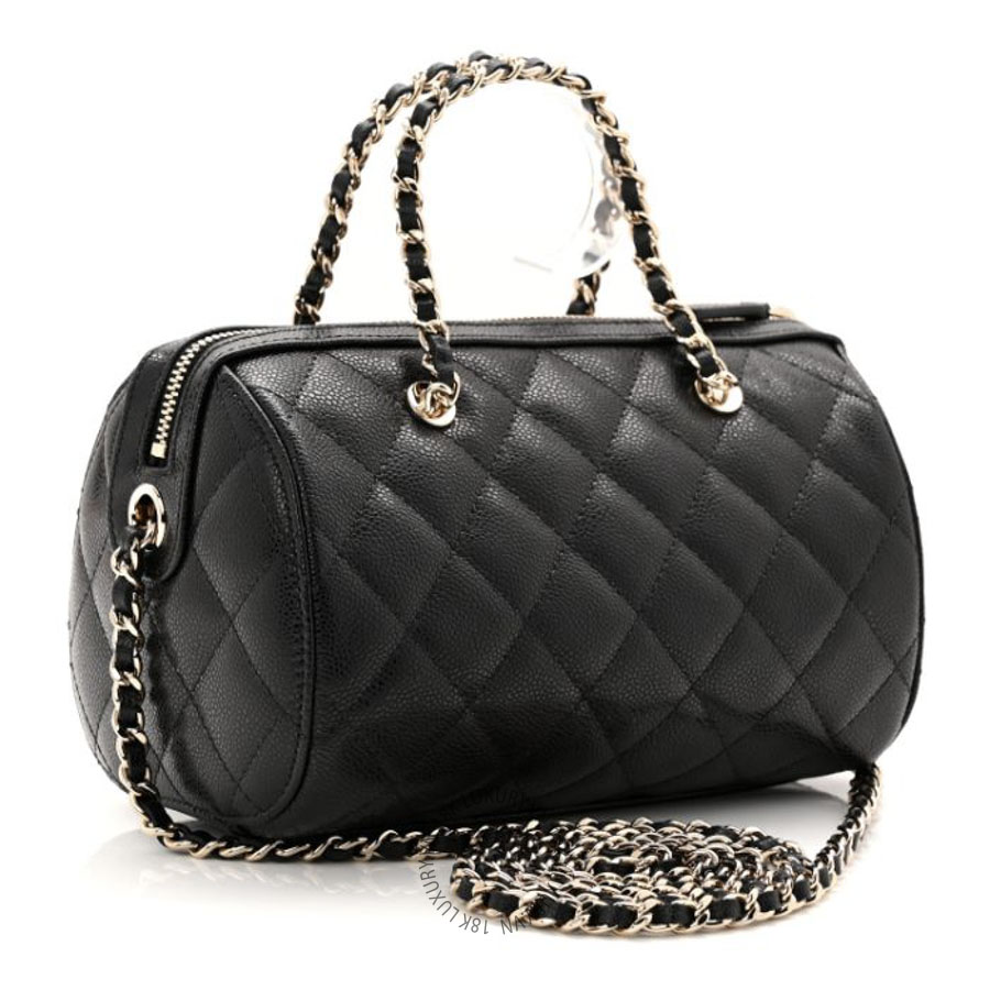 Túi Xách Đeo Chéo Chanel Caviar Quilted Barrel Clutch With Chain Black CDBC907