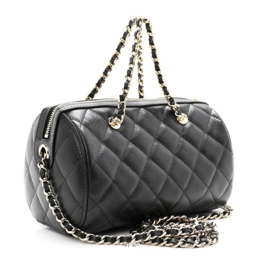 Túi Xách Đeo Chéo Chanel Caviar Quilted Barrel Clutch With Chain Black CDBC930