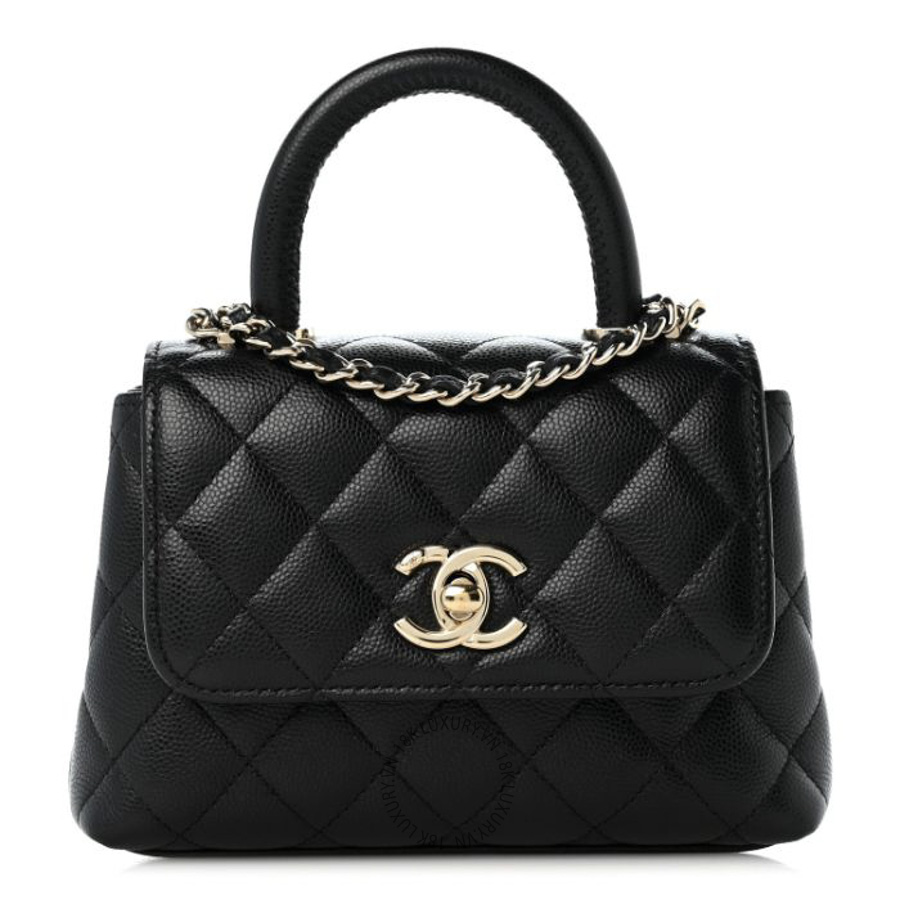 Túi Xách Đeo Chéo Chanel Caviar Quilted Coco Handle Clutch With Chain Black CDBC642