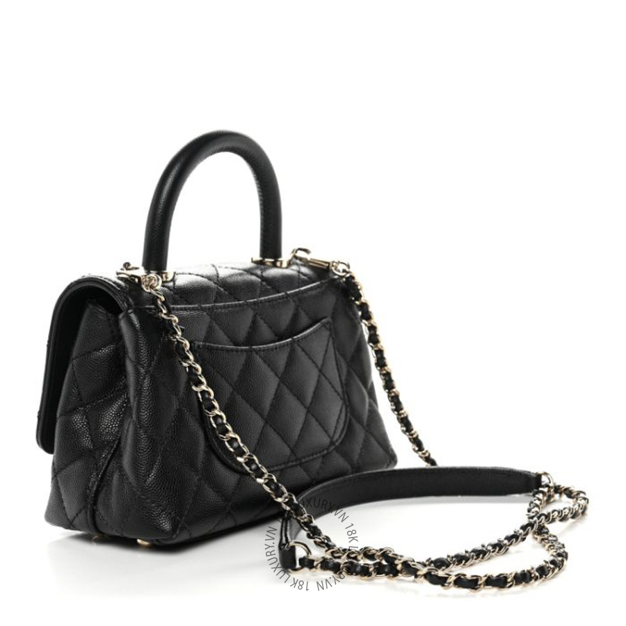 Túi Xách Đeo Chéo Chanel Caviar Quilted Extra Mini Coco Handle Flap Black CDBC089