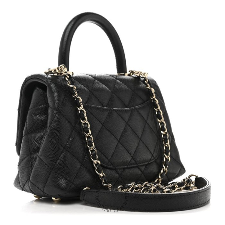 Túi Xách Đeo Chéo Chanel Caviar Quilted Extra Mini Coco Handle Flap Black CDBC092