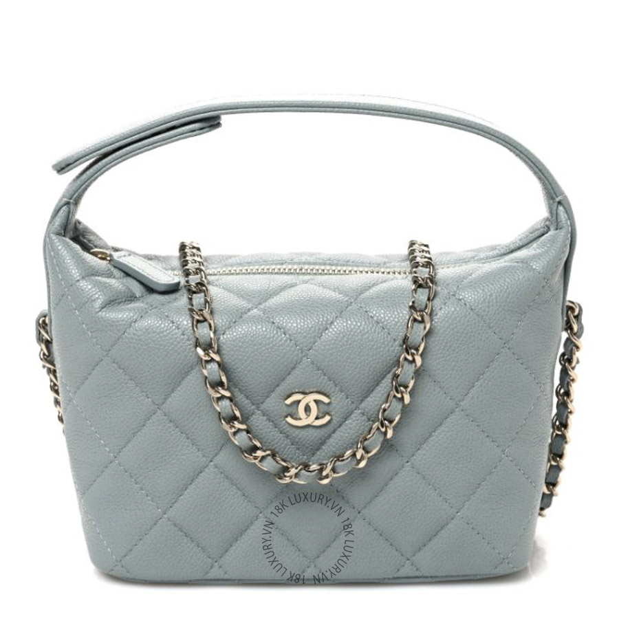 Túi Xách Đeo Chéo Chanel Caviar Quilted Hobo Clutch With Chain Light Green CDBC436