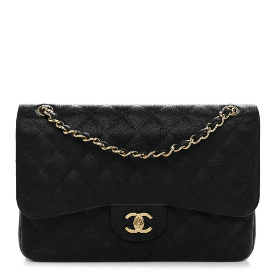 Túi Xách Đeo Chéo Chanel Caviar Quilted Jumbo Double Flap Black CDBC358
