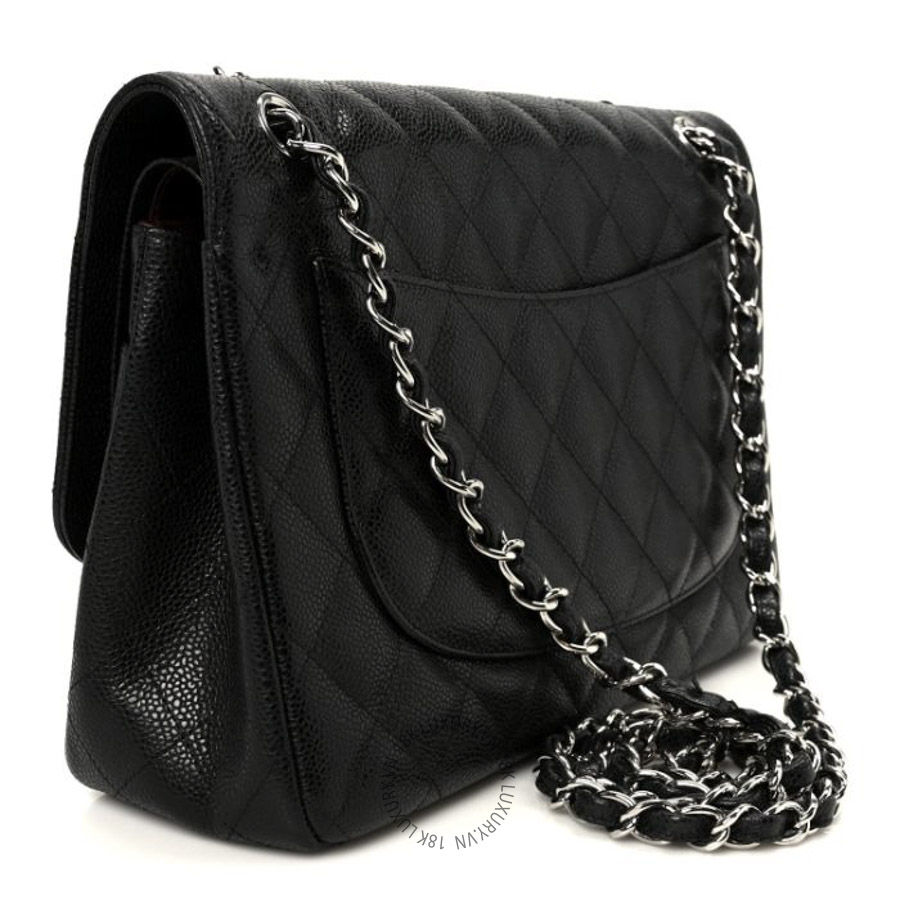 Túi Xách Đeo Chéo Chanel Caviar Quilted Jumbo Double Flap Black CDBC414