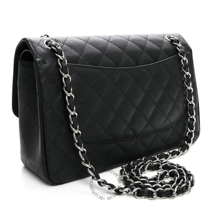 Túi Xách Đeo Chéo Chanel Caviar Quilted Jumbo Double Flap Black CDBC546