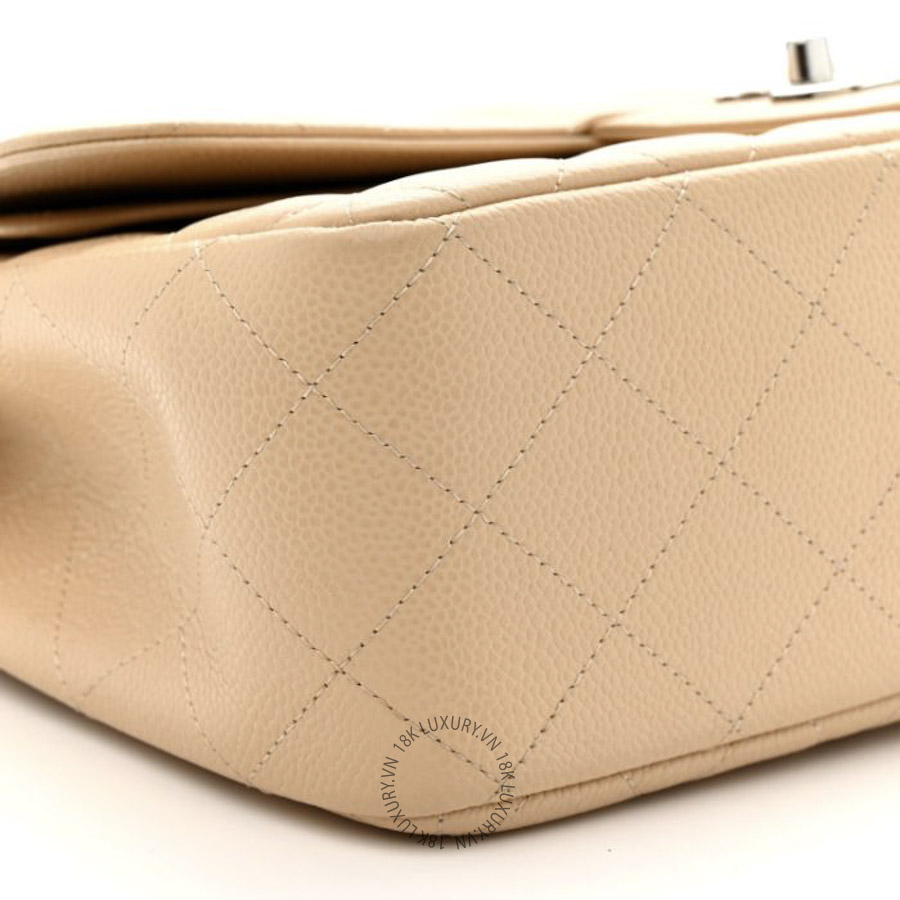 Túi Xách Đeo Chéo Chanel Caviar Quilted Jumbo Double Flap Light Beige CDBC185 19 Túi Xách Đeo Chéo Chanel Caviar Quilted Jumbo Double Flap Light Beige CDBC185