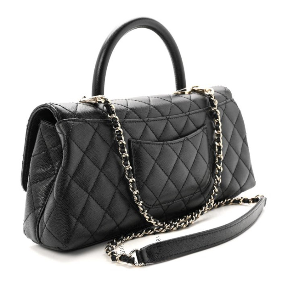 Túi Xách Đeo Chéo Chanel Caviar Quilted Maxi East West Coco Handle Flap Black CDBC438